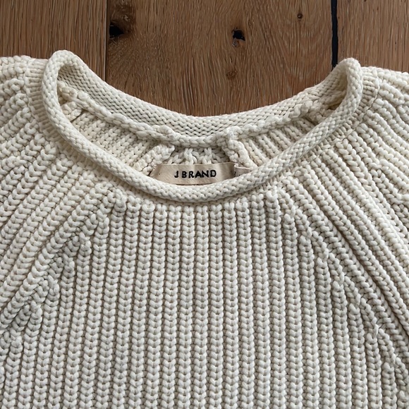 J BRAND Soft Cream Ivory Rolled Collar Raglan Cropped Knit Sweater - XS - Picture 5 of 11